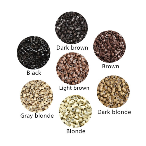 500 Stück 5,0 mm Silikon Micro Links Ringe Haarverlängerungen Perlen (Grau Blond) 1