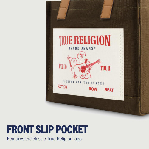 True Religion True Religion Tote Women's Medium Travel Shoulder Bag with Adjustable Strap Olive 2