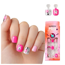 KISS IMPRESS Mini Halloween -kynsisuoritus lapsille Fear Nobody Hopea & Pink Squoval Sotkuinen, Pimess hehkuva Myrkytn Breakaway Applikaatiovlile