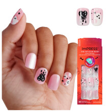 KISS IMPRESS Halloween Press on Nails Cheeky Pink Short Squoval Mgneses pdereffektus Ragasztmentes, Sttben Ragyogs Tartalma: Prep Pad Mini kr