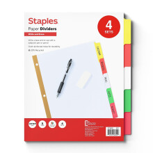Staples 477148 Big Tab Write-On Lege Papieren Scheidingsbladen 5-Tab Multicolor 4 Sets/PK