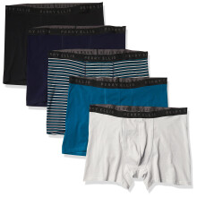 Perry Ellis Perry Ellis - Calzoncillos tipo bxer elsticos de algodn para hombre, sin etiquetas, cintura sin rollo, paquete de 5 ropa interior