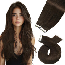 Moresoo Extensiones de Cabello con Cinta 40 Piezas Cabello Natural 100g Castaño 18 Pulgadas Suave
