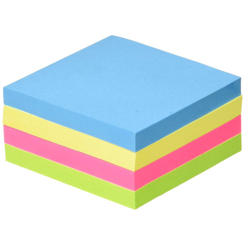 Universal Notas Autoadesivas Pop-Up Neon 3 in. x 3 in. - Diversas Cores (12/Pack)