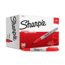 Sharpie Permanent Markers, Fin spets, Röd, 36 stycken