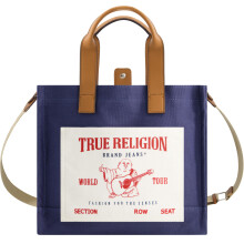True Religion Tote Bolso de hombro de viaje mediano para mujer con correa ajustable azul marino