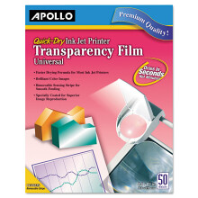 Apollo CG7031S Schnelltrocknende Farb-Tintenstrahl-Transparentfolie mit Handhabungsstreifen, Buchstabe, transparent, 50 Stck/Karton