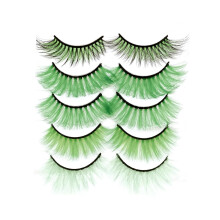 Bunte falsche Wimpern 3D Faux Mink, flauschige Halloween Party Make-up Tools 17-20mm 5 Paar