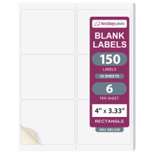 NextDayLabels - Λευκές Ετικέτες Laser/Ink Jet (4" x 3-1/3" - 6 ανά Σελίδα | 150 Ετικέτες)