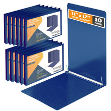 10 stuks van 11 x 17, liggend presentatiemapje voor presentatiemappen, blauwe hardboard-rapportomslag met metalen pinnen van 3 inch, papierbevestigin