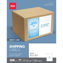 Etichette permanenti a foglio intero bianche di marca Office Depot per getto d'inchiostro/laser 505-O004-0012 8 1/2"" x 11"""" scatola da 100