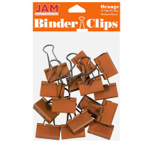 JAM PAPIR Farverige bindeklips - medium - 1 1/4 tomme (32 mm) - Orange bindeclips - 15/pakke