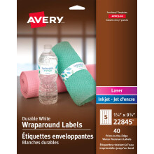 Avery Etichette avvolgenti durevoli resistenti all'acqua 9,75 x 1,25 Etichette per bottiglie e sigilli per contenitori 40 etichette Etichette bia