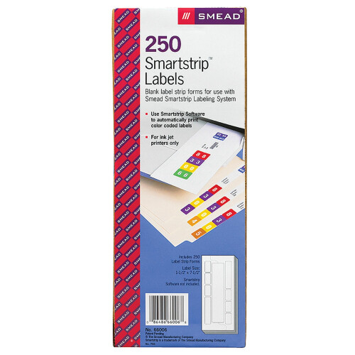 Smead Smartstrip Labels Refill Pack End Tab Labels Ink-Jet Printer (66006)