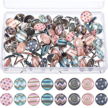 Creative Fashion Push Pins Decorative Thumbtacks for Wall Maps, Photos, Bulletin Board or Cork Boards, 8 Different Patterns, 80 Pieces (Multicolor