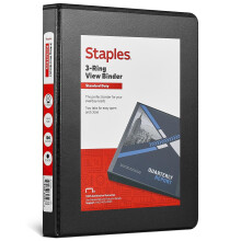 Staples 580932 1/2-inch standaard 5-1/2-inch x 8-1/2-inch Mini View ringband met ronde ringen Zwart