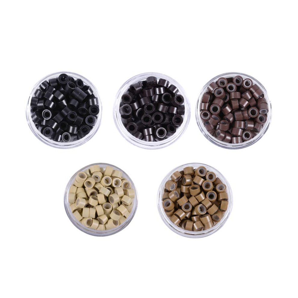 Yantaisiyu Unisex 2500 Pcs/Lot Silicone Lined Micro Links Ring Beads Hair Feather Extensions 5.0X3.0x3.0mm Hair Beads