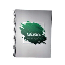 RE-FOCUS Wachtwoordboek met Alfabetische Tabs 10"x7.5" Spiral Bound Bewaarder van Inloggegevens (Groen)