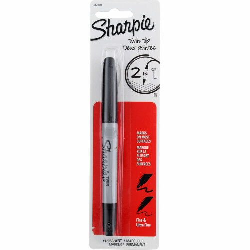 Sharpie Sharpie Fine/Ultra Fine Twin-Tip Permanent Marker Carded-Black
