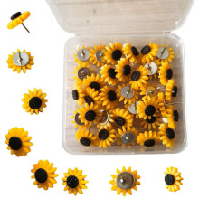 40 stk. Solsikke-trykstifter Solsikke-tommelfingre Dekorative blomsterkork-tavlestifter til opslagstavle Billeder V?gkort og andre kontorer Skole