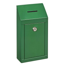 Metal Wall Mounting or CounterTop Charity Donation Collection Box Secure Suggestion and Ballot Box with Top Coin Slot Lock Included with 2 Keys Green