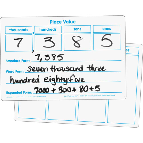 Rigtig gode ting Basic Place Value Dry Erase Boards - 6 Boards