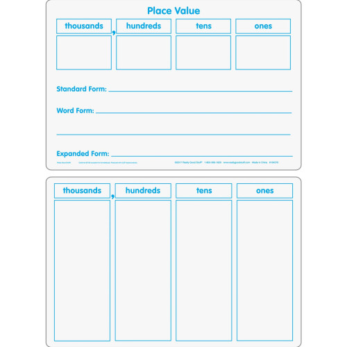 Rigtig gode ting Basic Place Value Dry Erase Boards - 6 Boards 2