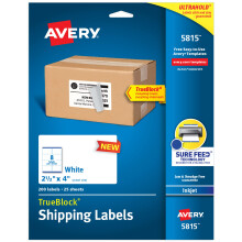 Avery Utskrivbara Tomma Fraktetiketter, 2.5" x 4", Vita, 200 Etiketter, Bläckstråleskrivare, Permanent Lim (5815)