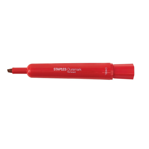 Staples STAPLES Duramark Permanente Markers, Chisel Tip, Rood, Dozijn 1