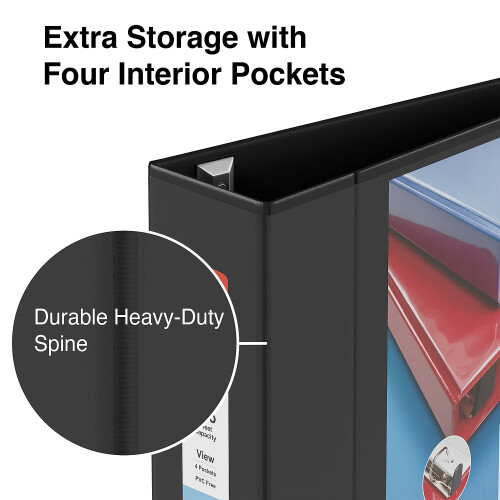 Staples H?fteklammer 82664 Heavy Duty 4-tommer 3-rings visningsindbind, sort (24695) 2