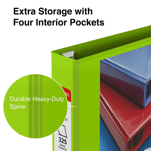 Staples Staples 82686 Zware 1.5-Inch 3-Ring View Binder Chartreuse (24676-US) 2