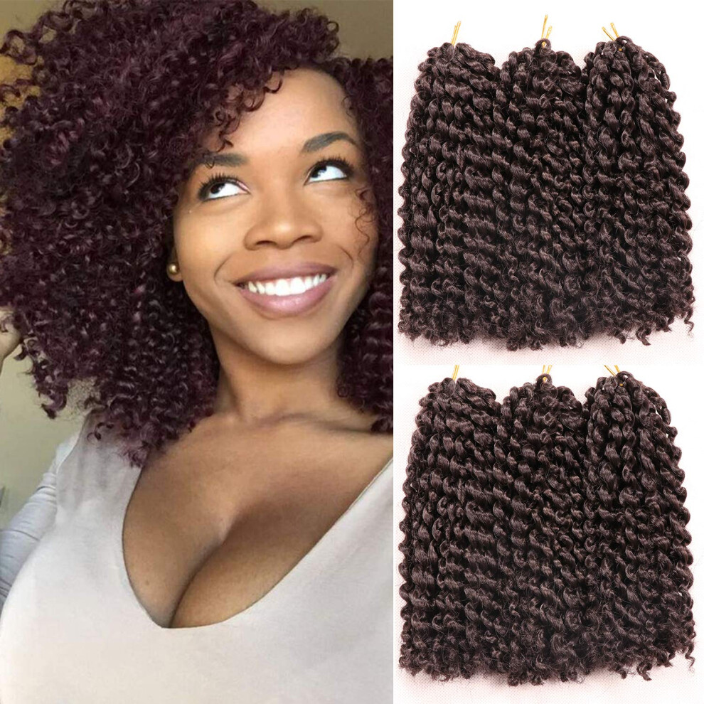 Coocoojoo Unisex Black 8 Inch Short Passion Twist Hair 6 Bundles Kinky Curly Crochet Hair For Women Curly Braiding Hair Crochet Braids Hair (6Bundles8 Inch 4#)