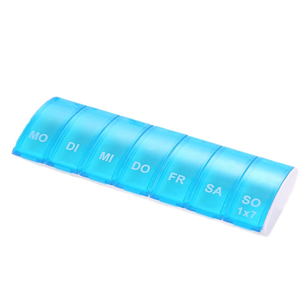 Weekly Pill Case Organiser, ABS 7 Day 1 Times Travel Tablet Dispenser Storage Case for Medicine, Vitamin and Cod Liver Oil (Blue)