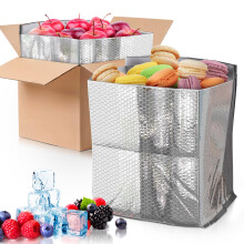 Paquete de 50 fundas para cajas con aislamiento de aluminio de doble capa ABC, 8 x 8 x 8 pulgadas. Cajas de envo plateadas para contenedores ais