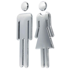 RJWKAZ Letrero de bao para hombres y mujeres con respaldo adhesivo acrlico, 7.8 pulgadas (plata)