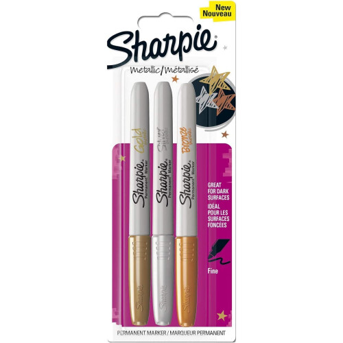 Sharpie Sharpie Fine Point Permanentmarker  verschiedene Metallic-Farben (3er-Pack)