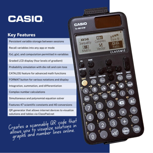 Casio Casio fx-991CW- Advanced Scientific Calculator with High-Res 4-Tone Display | Natural Textbook Display | 540+ Functions Numeric Calculus Matrix Sol 1