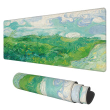 Bureau Mat, Veldlandschap Olieverf Uitgebreide Gaming Muismat Groot, 31.5"x11.8"