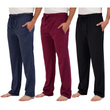 Real Essentials 3er-Pack Baumwoll-Herren-Pyjamahosen, Herren-Lounge-Wear-Schlafhosen, Nachtwsche, Pijamas Para Hombres, Modal-PJ, weicher Jersey