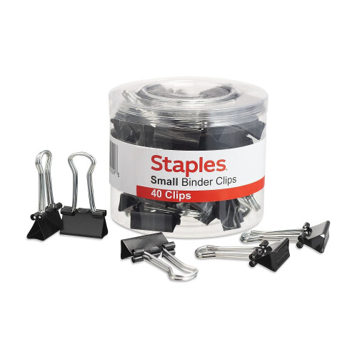 Staples Staples Binder Paper Clips 3/8 Inch Capacity Small 40-Pack Black