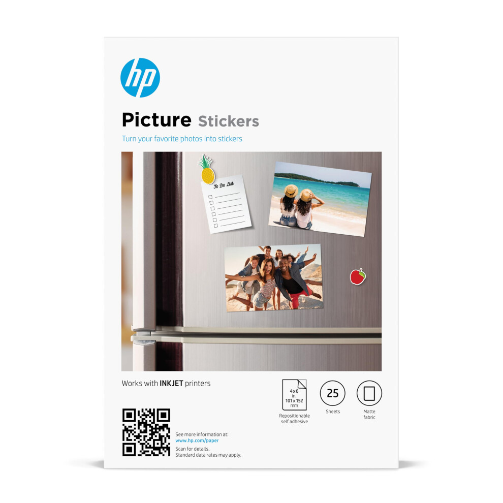Photos - Office Paper HP Picture Stickers 4x6in 25 sheets Self-Adhesive Easily repositionable Matte Photo Stickers. Print Peel & Stick All Inkjet