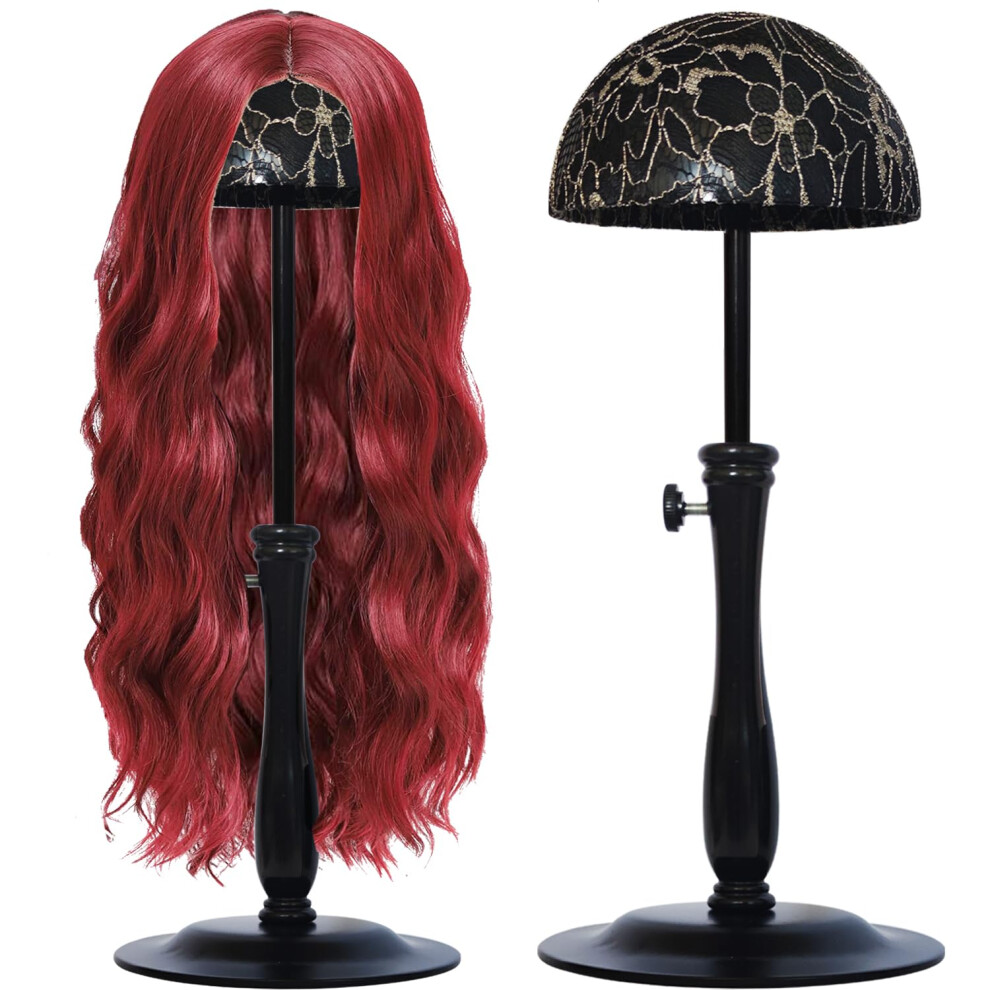 Wiziwi Unisex Wig Stand 1Pc Iron Base Adjustable Height (12.6-18.5Inch) Wig Head Stands Portable Non-Slip Sturdy Wig Holder Stands Travel Wig Stand For All Wigs(Bl