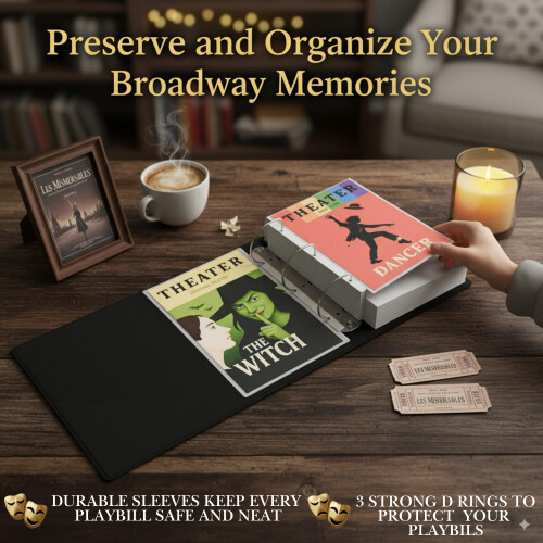 Carpeta para programas de Broadway con fundas, organizador de carpetas para programas de teatro y programas de espectculos, regalos para program 2