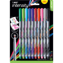 BIC Intensity Fineliner Marker Pen, Medium Punt (0.7mm), Assortiment Kleuren, 10 Stuks, Duidelijk en Soepel Schrijven