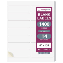 NextDayLabels - Laser/inkjetwitte etiketten (4"" x 1-1/3"""" - 14 per pagina | 1400 etiketten)