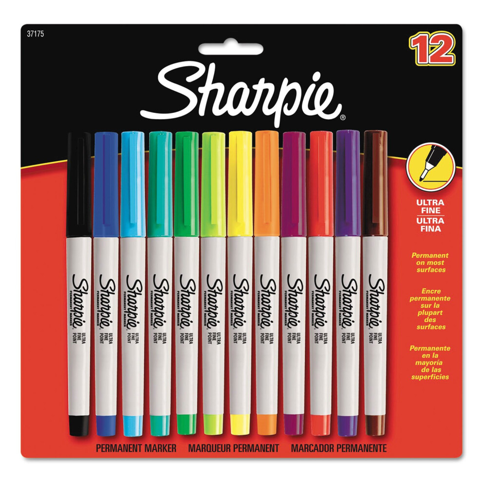 Sharpie Ultra Fine Point Permanent Markers 12/Pkg-Assorted Colors