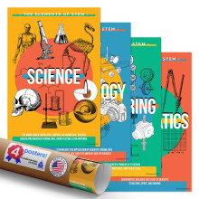 Quarterhouse 4 Plakat Fundamentals of STEM Set STEM klassev?relsesundervisningsmaterialer til K-12-elever og -l?rere 12 x 18 tommer fremstillet i