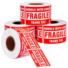Brekende Stickers voor Verzending Dozen 2000 Brekende Labels 2 x 3 Inch Tape - 4 Rollen, Rood