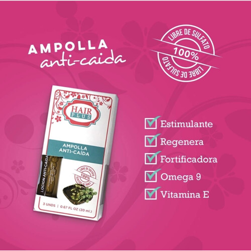 HAIR PLUS AMPOLLA ANTI-CAIDA (.67 OZ c/u - 3 und) 1