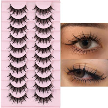 AUGENLI 10 pr Manga Lashes Natural Look Stlus Cosplay Wispy Eyelashes Anime Doll Look Lashes 16MM muszempilla hosszabbt (03)